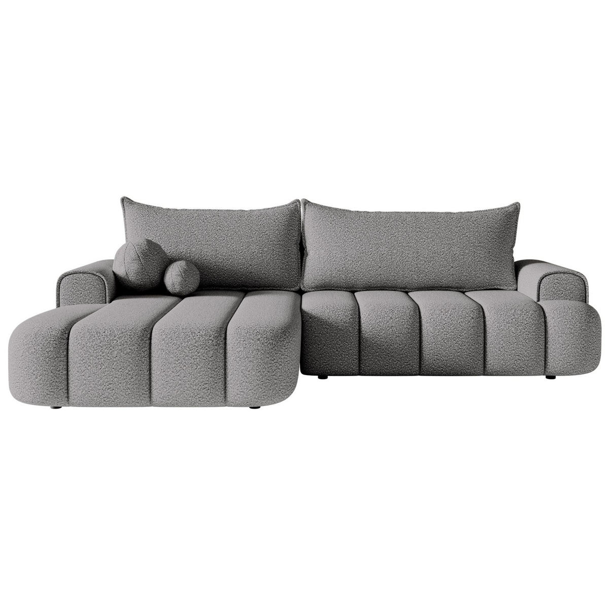 ECKSOFA Dandelino Grau mit Bouclé-Bezug, links - Schwarz/Grau, Kunststoff/Textil (275/168cm) - Selsey