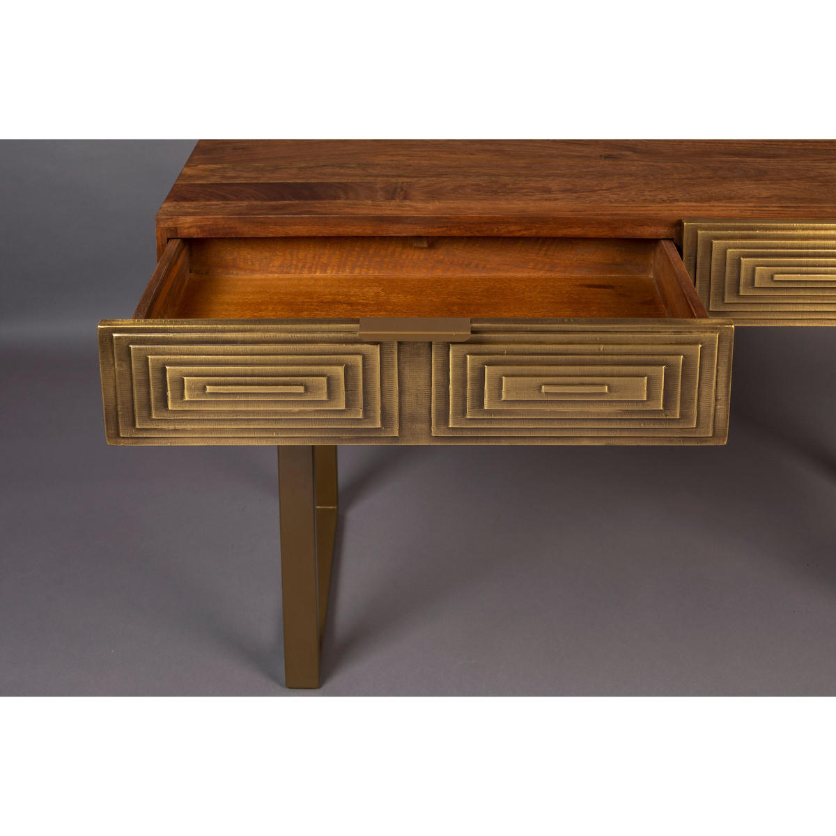 KONSOLENTISCH Volan Gold - Goldfarben, Holz (140/140/76cm) - Dutchbone