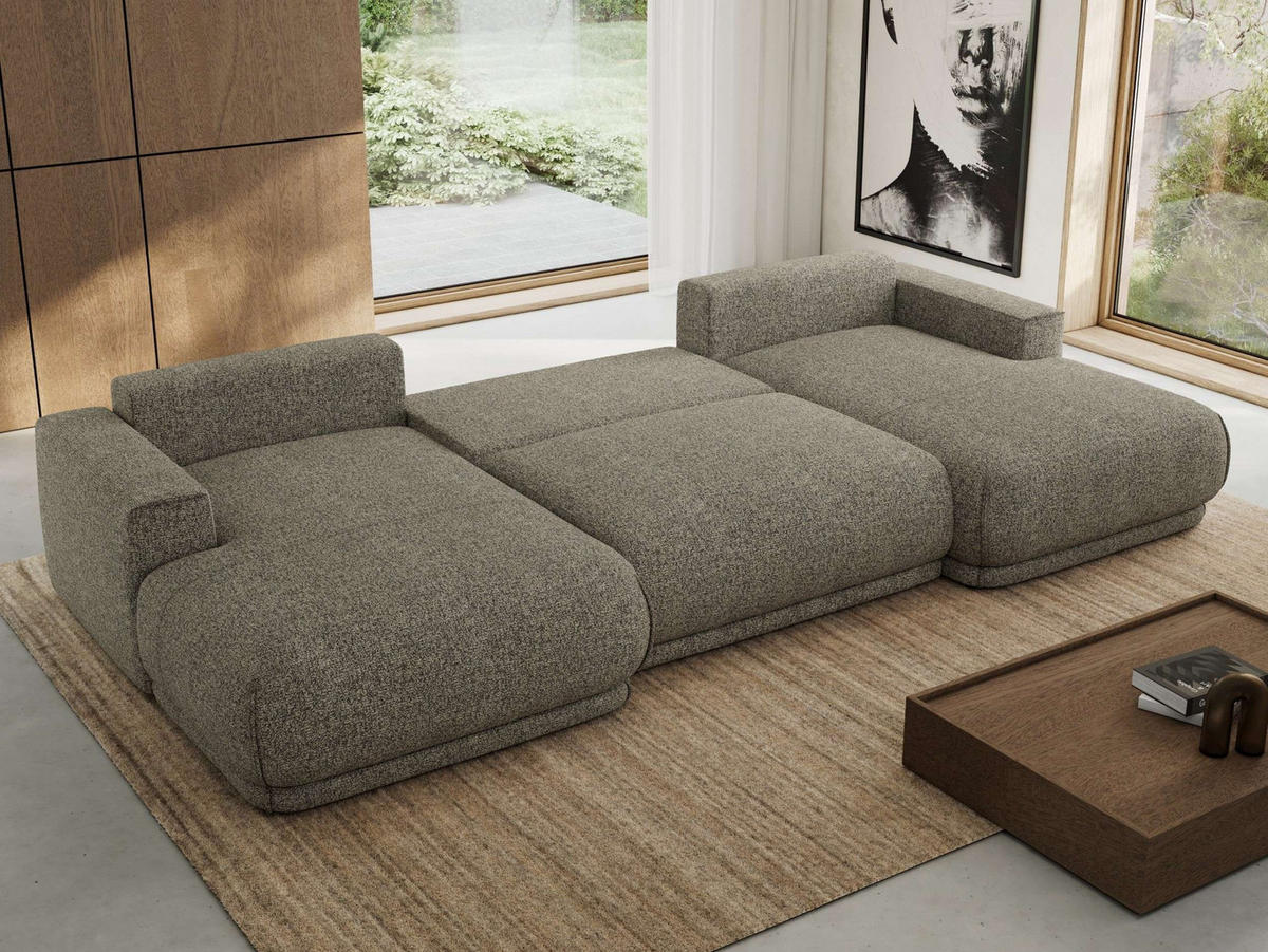 SEDACIA SÚPRAVA RINA U Sivá Štruktúra - čierna/sivá, textil/plast (360/85/170cm) - MKS
