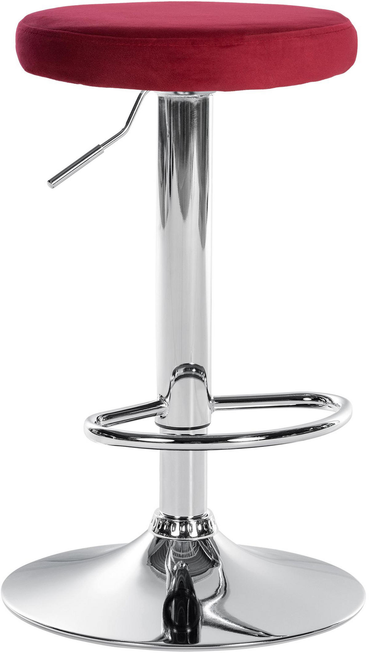 BARHOCKER Samt rot - Chromfarben/Rot, Textil/Metall (38.5/60/38.5cm) - CLP