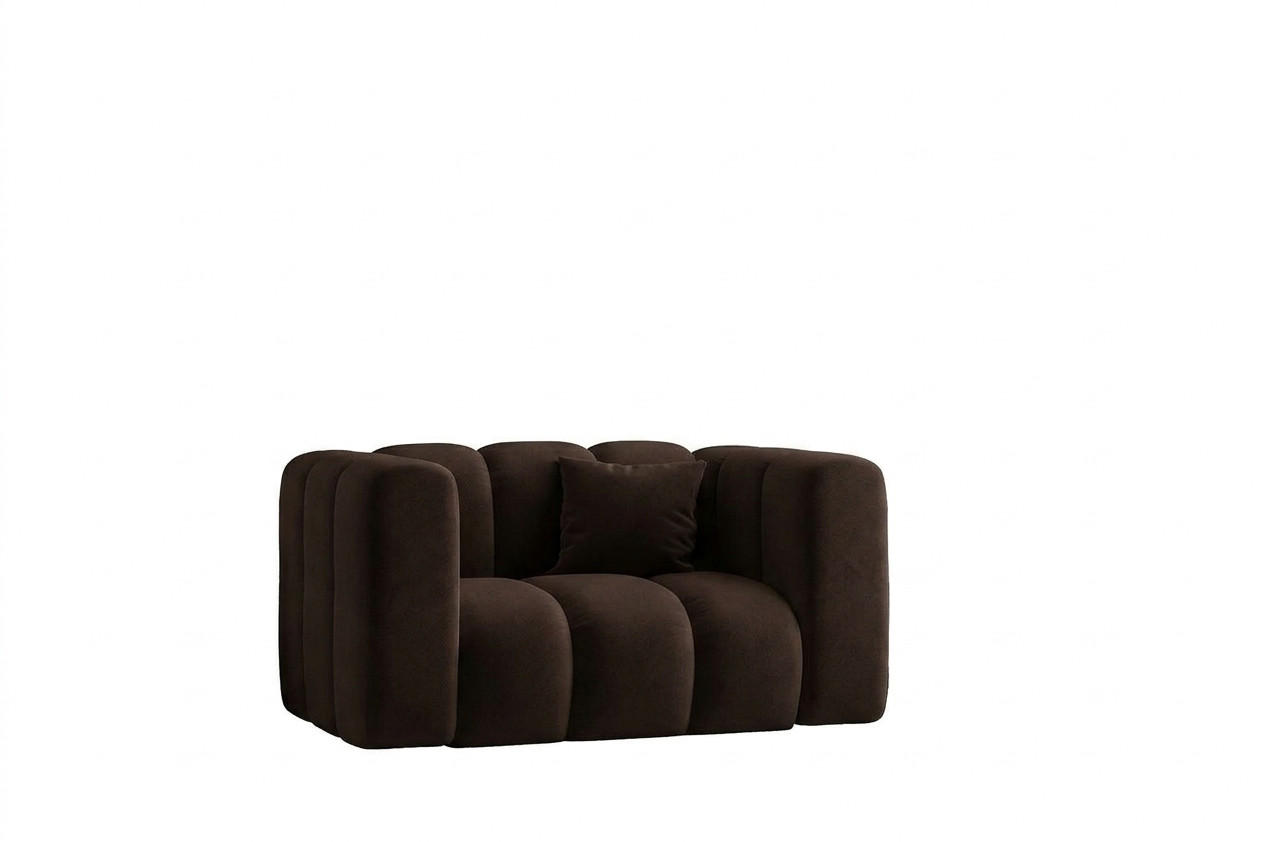 SESSEL Modularer, Modernes Design, Velvet-Stoff Riviera, Schokolade, GRAND - Mokka, Holz (137/70/89cm) - Kaiser Möbel