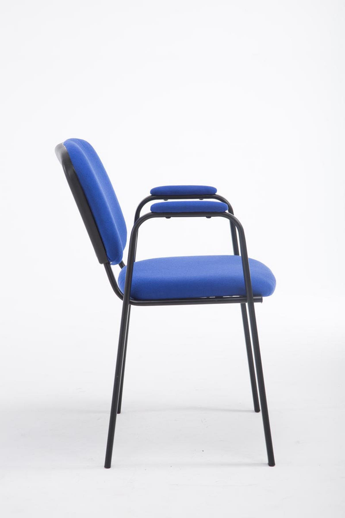 BESUCHERSTUHL Keen Pro, Stoffbezug mit Armlehne - Gestell Schwarz / Bezug Blau - Blau/Schwarz, Textil/Metall (53/79/53cm) - TPFLiving