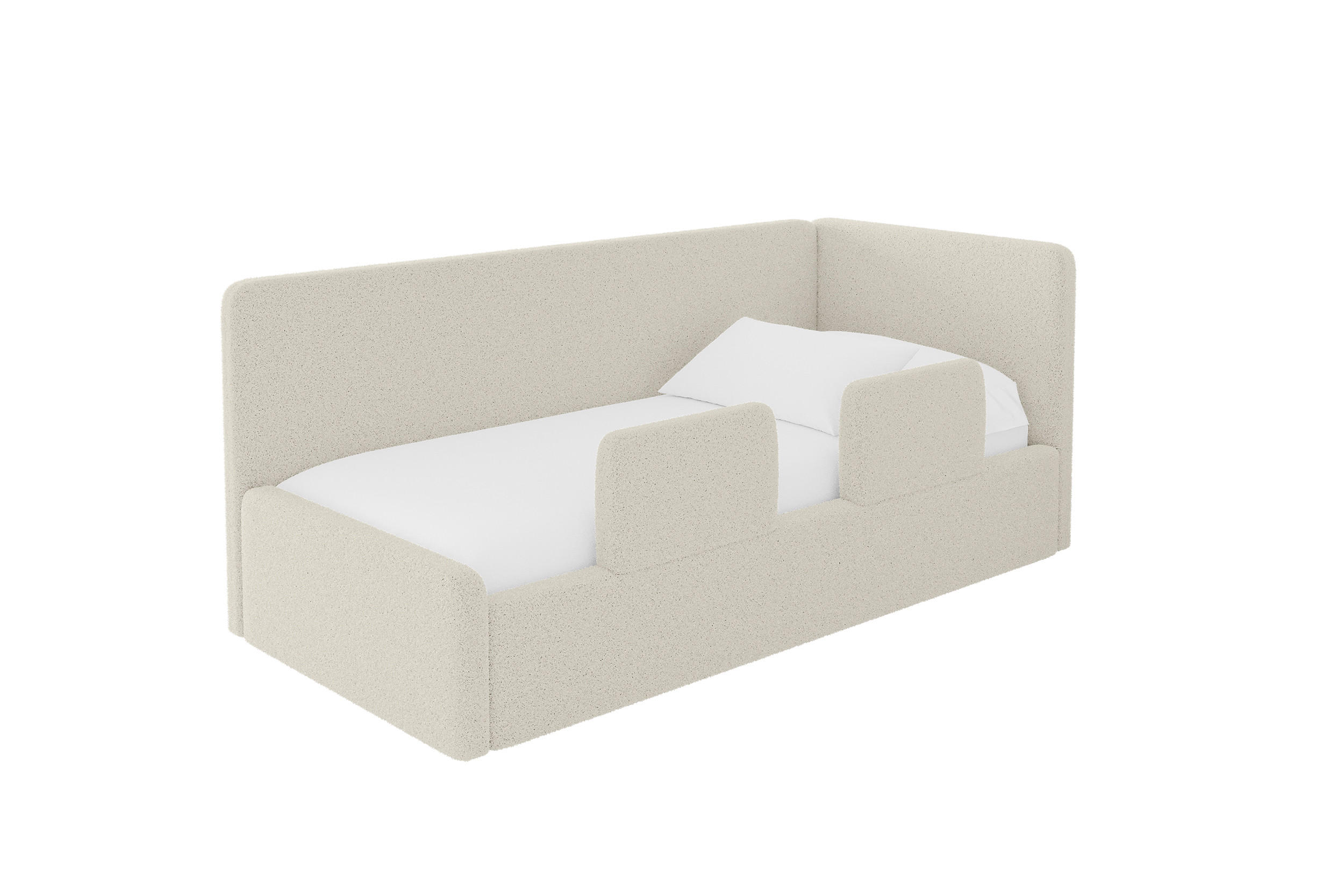EINZELLBETT Jugendbett mit Bettkasten, Links - NORY 90x200 Beige - Champagner, Holzwerkstoff/Textil (90/200cm) - ALTDECOR