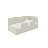 EINZELLBETT Jugendbett mit Bettkasten, Links - NORY 80x200 Beige - Champagner, Holzwerkstoff/Textil (80/200cm) - ALTDECOR