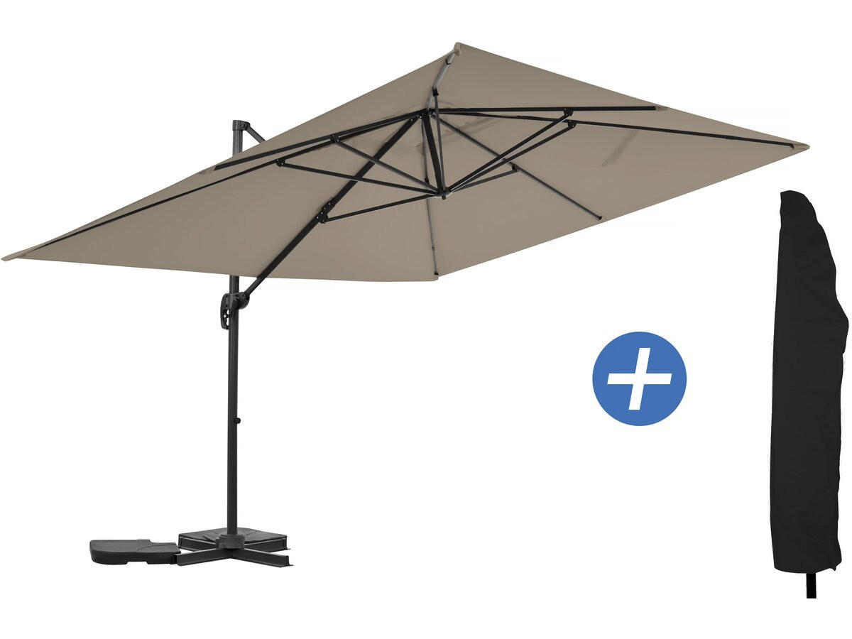 SONNENSCHIRM sky 4 Taupe - Taupe, Metall (278/370cm) - Habitat Garten