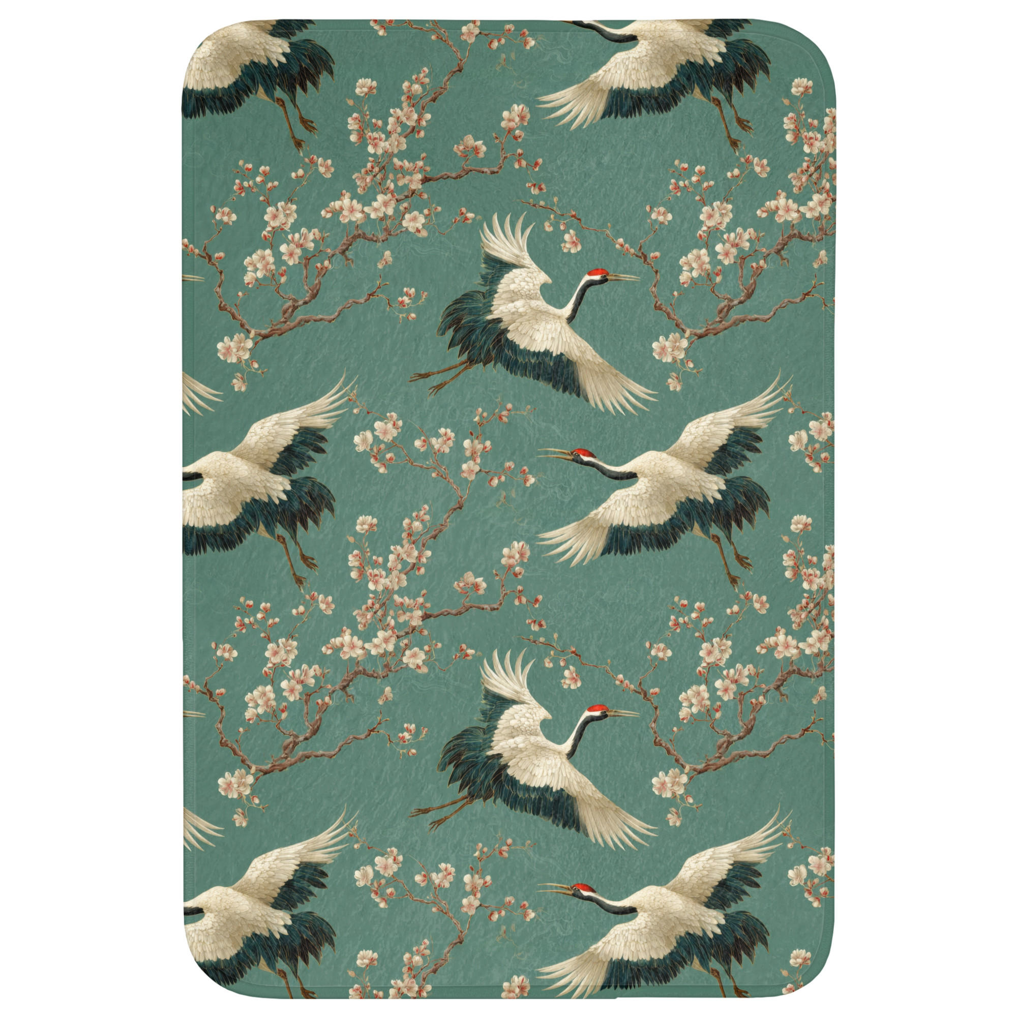 BADEMATTE Kirschblüte - Umstandsblumen - Grün Rutschfest 60x90 cm - Waldgrün, Kunststoff/Textil (60/90cm) - OnlyWow