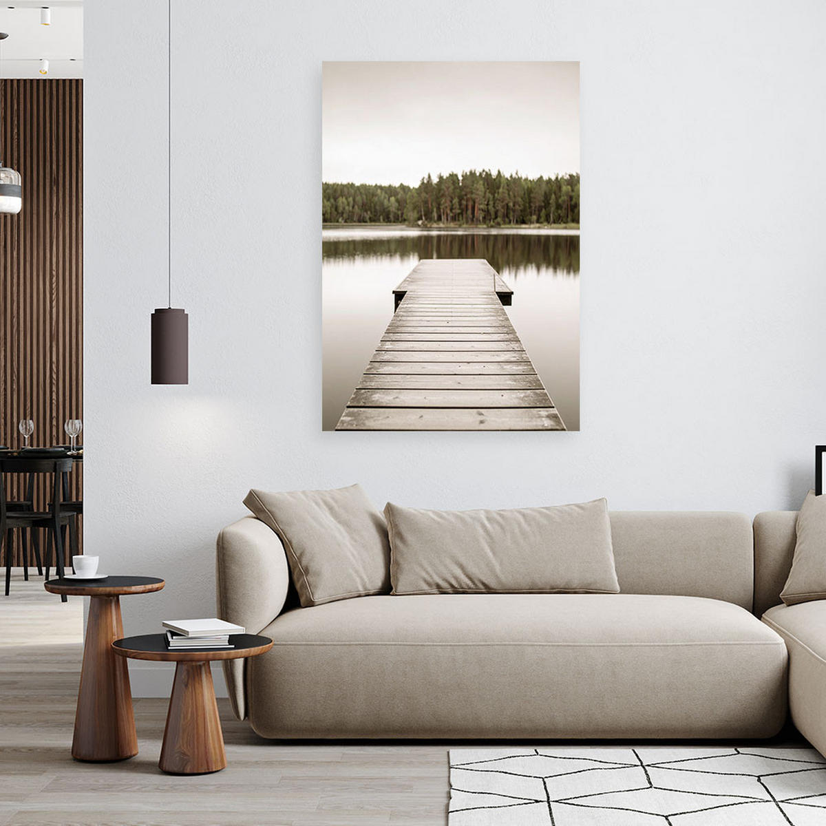 LEINWANDBILD Pier Seewaldblick 80x120cm - Beige, Textil (80/120cm) - Feeby