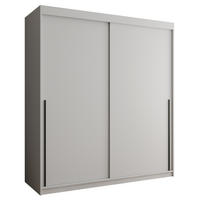 SCHIEBETÜRENSCHRANK 180 cm Breite, weiß mit schwarzem Griff - Schwarz/Weiß, Holzwerkstoff (180/200/62cm) - Home Collective