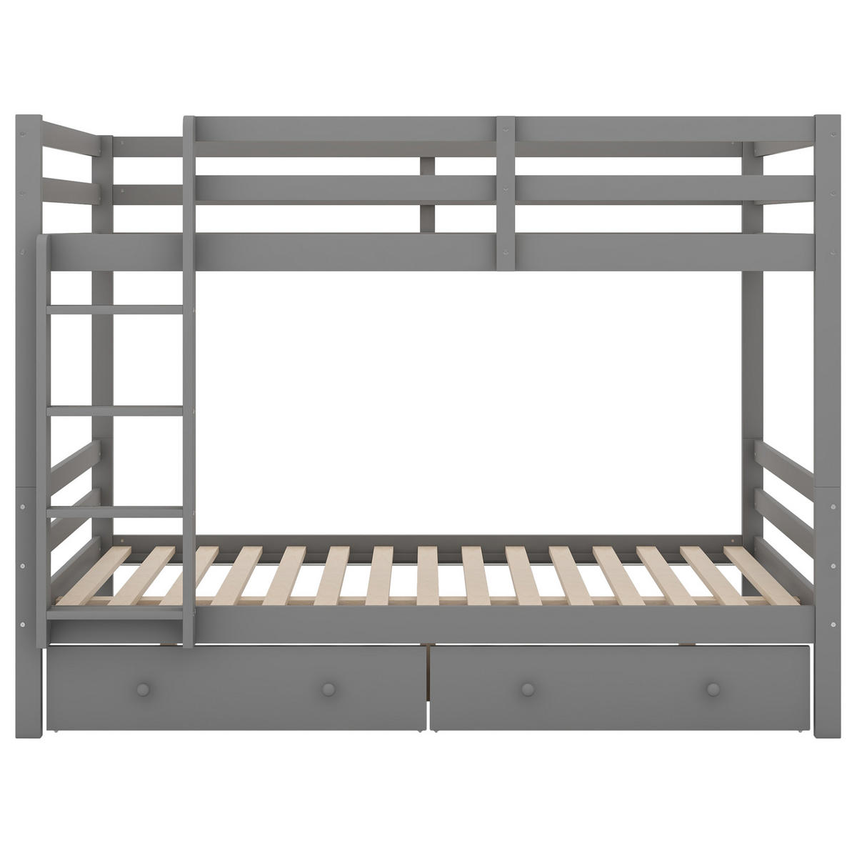ETAGENBETT 140/200 cm grau mit Schubladen und hohem Geländer - Grau, Holz (140/200cm) - OKWISH