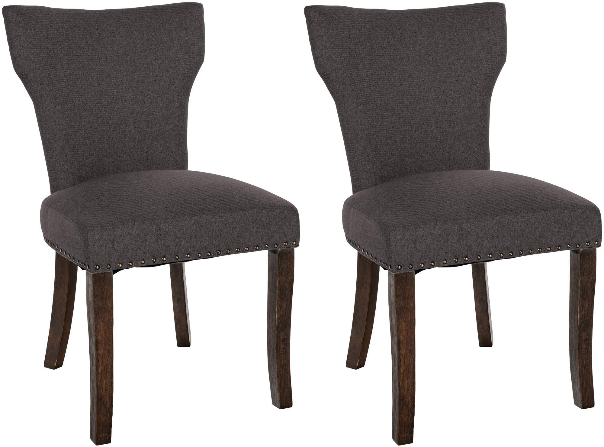 WOHNZIMMERSTUHL 2er Set Stoff dunkelgrau - Dunkelgrau, Holz/Textil (52/90/59cm) - CLP