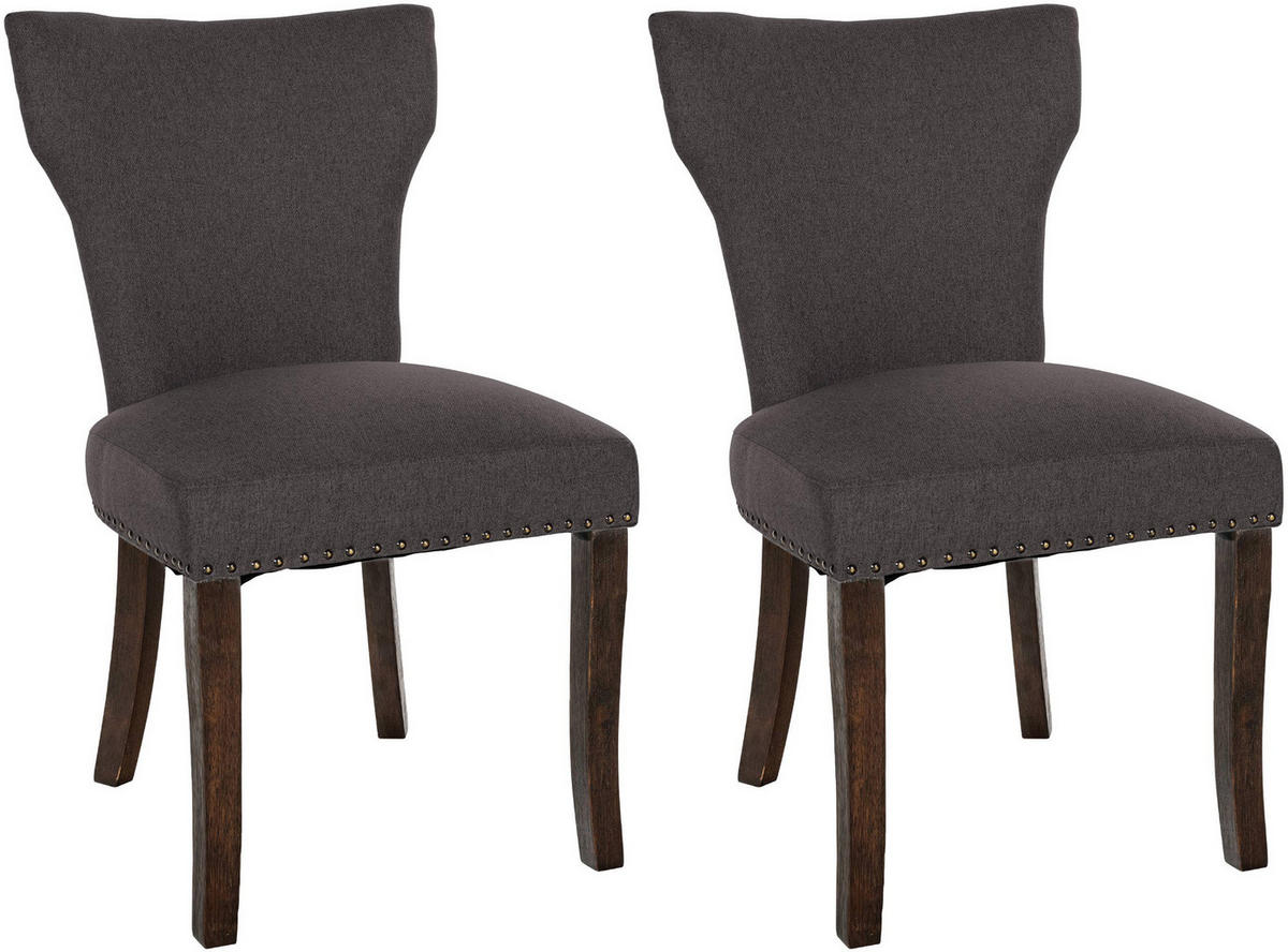 WOHNZIMMERSTUHL 2er Set Stoff dunkelgrau - Dunkelgrau, Holz/Textil (52/90/59cm) - CLP