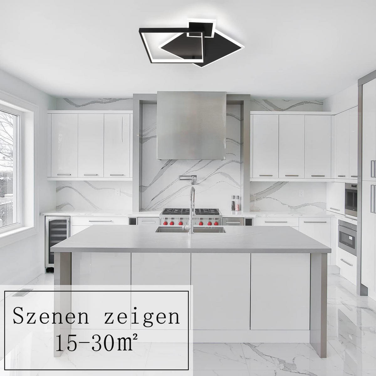 LED-DECKENLEUCHTE Maximilian 46/45/8 cm - Schwarz, Metall (46/45/8cm) - Nettlife