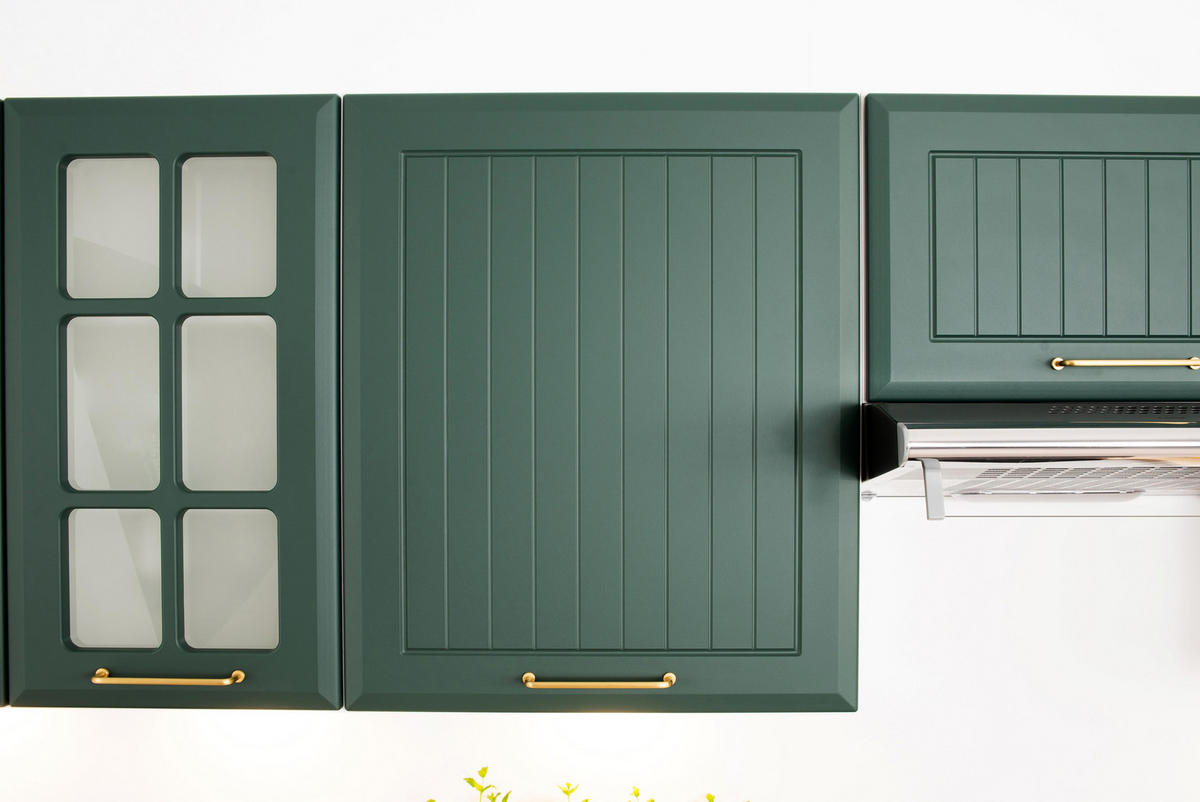 KÜCHENZEILE 240 cm - IRMA KS2-G240 - in Grün / Matt - Goldfarben/Grün, Holz/Holzwerkstoff (240/52.4/213.3cm) - Royal24_Markt