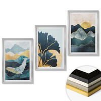 WANDBILDER 3er Set - 40x60 cm Silberner Rahmen - Abstrakte Bergansichten - Silberfarben, Kunststoff (40/60cm) - ArtPrintCave