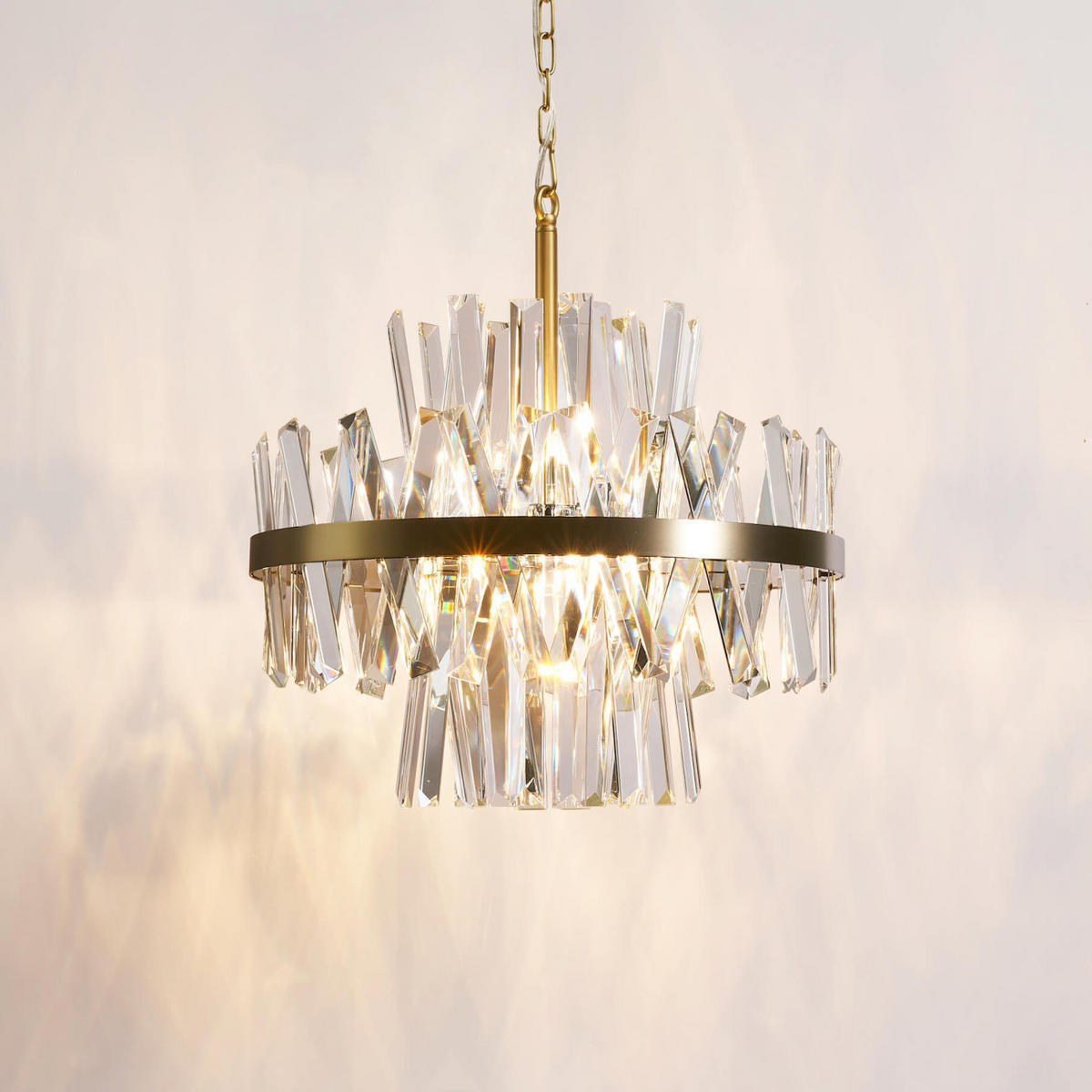 HÄNGELEUCHTE Ariella, Transparent und goldfarben, 53cm - Transparent, Glas (53/50/53cm) - KOSILUM