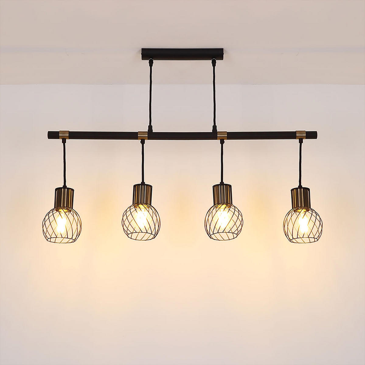 HÄNGELEUCHTE Metall Schwarz Gitteroptik - Schwarz, Metall (87/12/120cm) - Globo Lighting