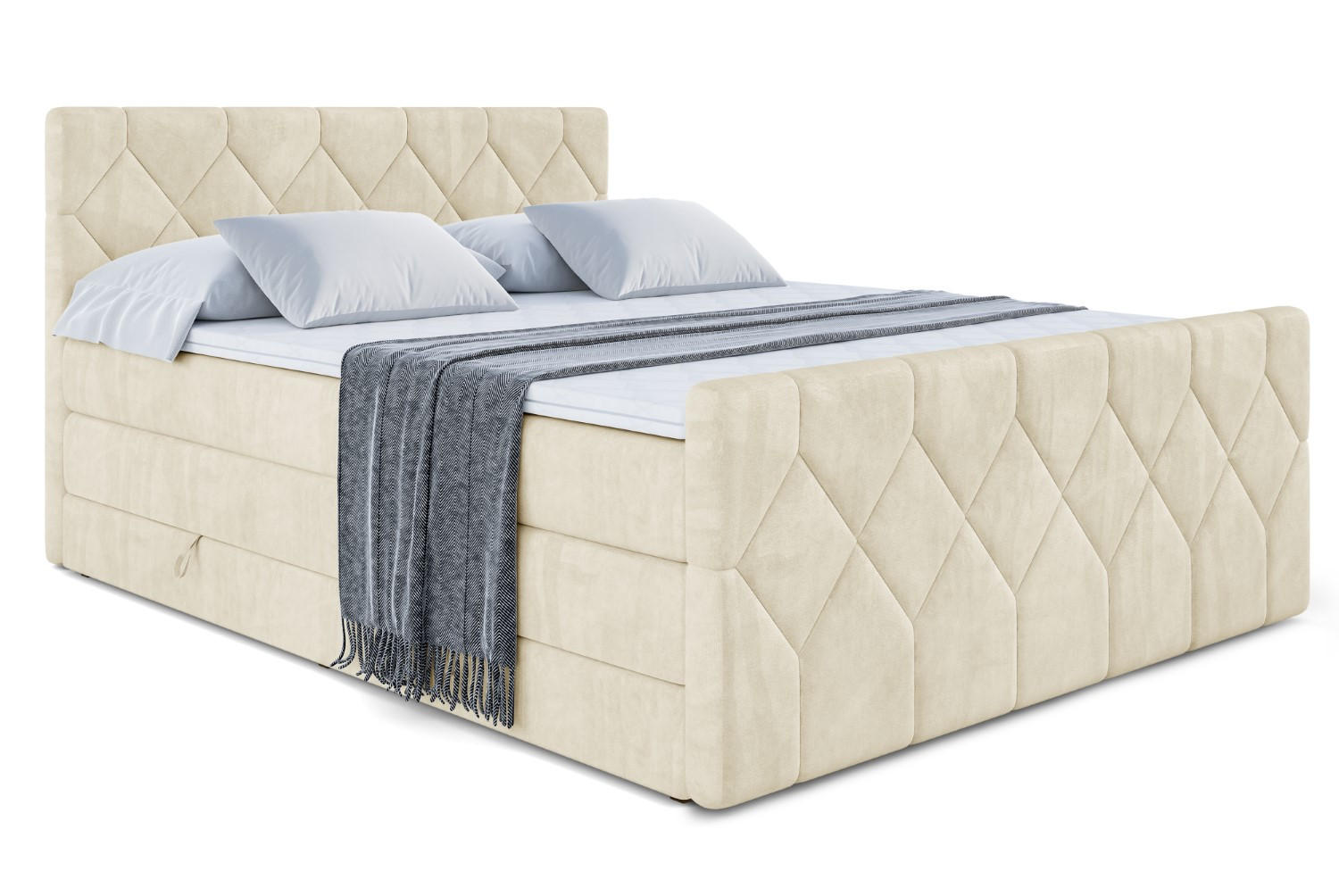 BOXSPRINGBETT CATOR-Z KING - 200x200 - H3/H4 - Beige - Beige, Holzwerkstoff (200/200cm) - ALTDECOR