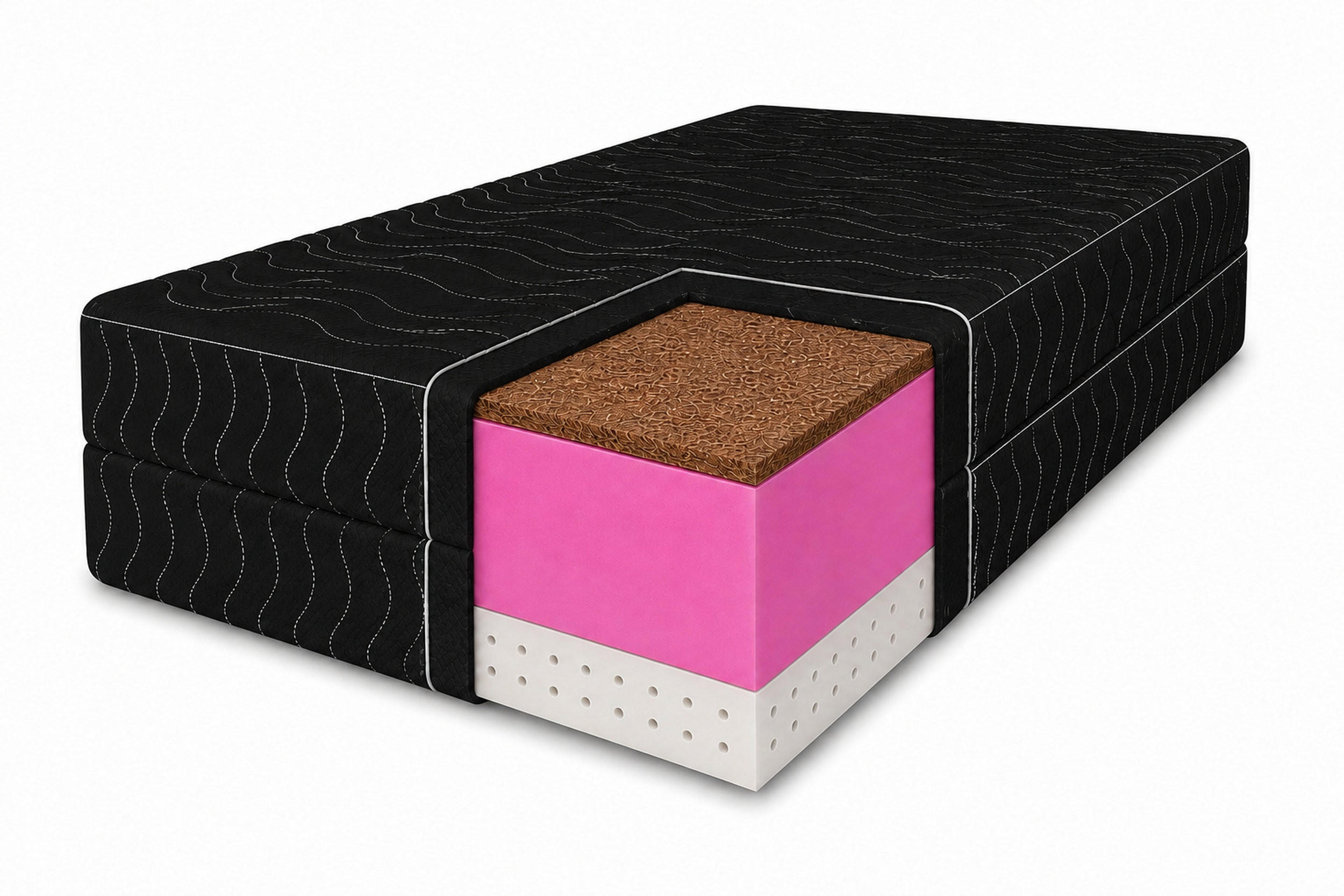 LATEXMATRATZE Tango, 120x200 cm, Höhe ca. 20 cm, H3/H4, Schwarz - Schwarz, Textil (120/200cm) - Marpur