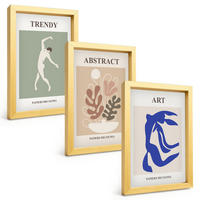 BILDER SET 3er Set - 20x30 cm Goldrahmen - Matisses stilvolle Pflanzenfiguren - Goldfarben, Kunststoff (20/30cm) - TULUP