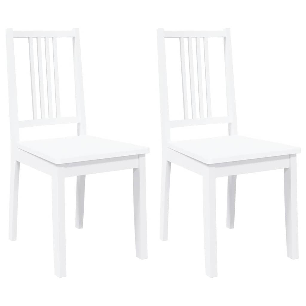 ESSZIMMERSTÜHLE 2Er Set Weiss Massivholz Gummibaum - Weiß, Holz (47.5/89/40cm) - vidaXL