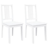 ESSZIMMERSTÜHLE 2Er Set Weiss Massivholz Gummibaum - Weiß, Holz (47.5/89/40cm) - vidaXL