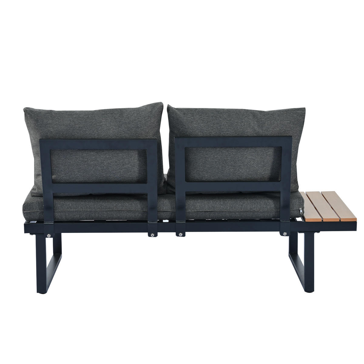 GARTENSET 189x189x65cm grau aus Stahl mit Teak-Imit, verstellbar - Grau, Textil - Modfu