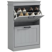 SCHUHSCHRANK Grau MDF klappbar mit Fächern 1 Stück - Grau, Holzwerkstoff (54/82.5/24cm) - PANGIVO