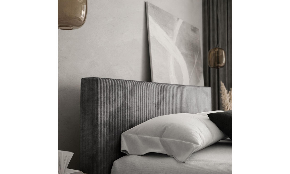 POLSTERBETT TILIA 140x200 cm Tilia 90, 34 Holzlatten, Kopfteil 95 cm - Grau, Textil (140/200cm) - Lookway