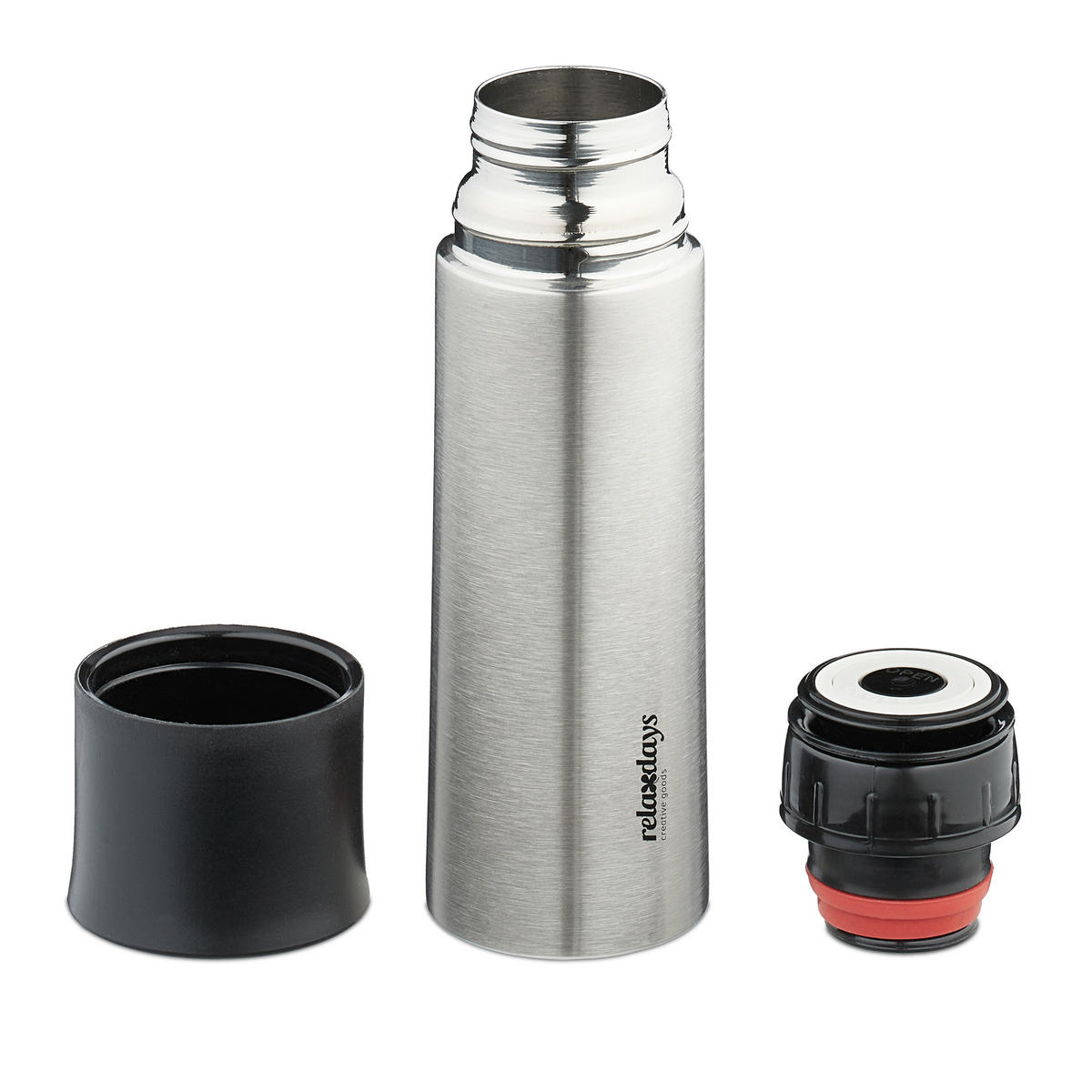 EDELSTAHL-TRINKFLASCHE - Silberfarben, Kunststoff/Metall (0.4L) - Relaxdays