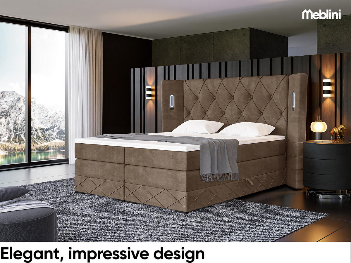 BOXSPRINGBETT Manuel - Schwarz/Braun, Holzwerkstoff/Textil (140/200cm) - Meblini