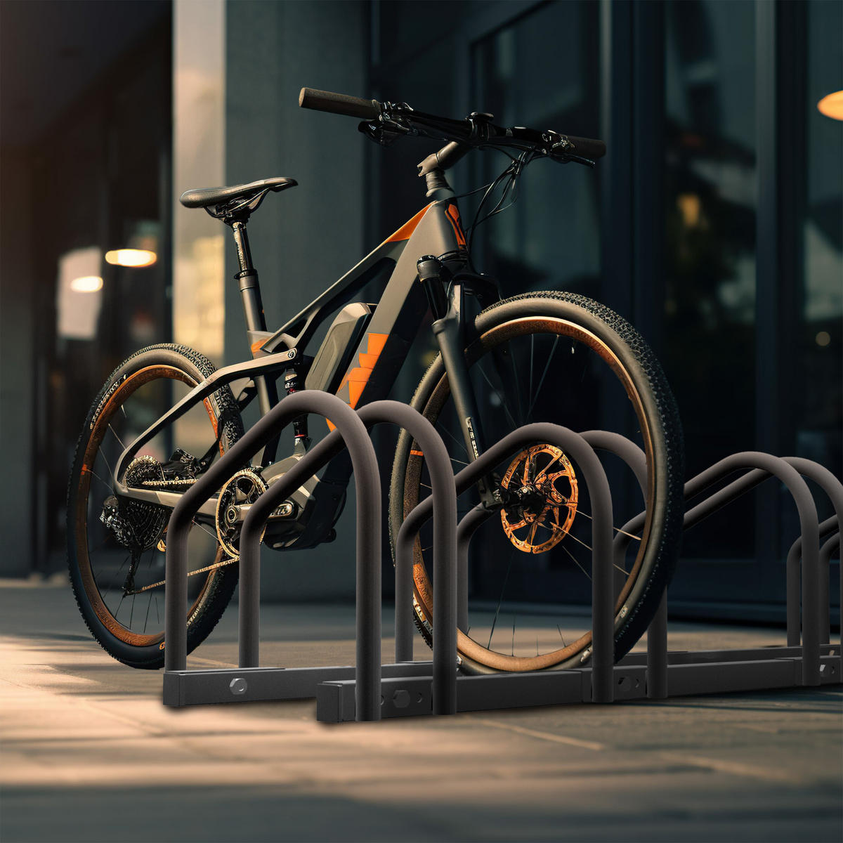 FAHRRADSTÄNDER Anthrazit für 5 Fahrräder Stahl - Anthrazit, Metall (130/27/33cm) - Relaxdays