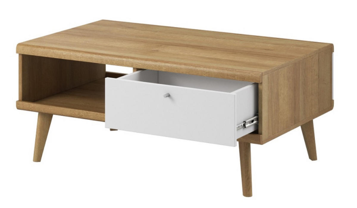 TISCH Weiß Riviera Eiche DRIMO - Multicolor, Holzwerkstoff (71/71/46cm) - Sepro Meble