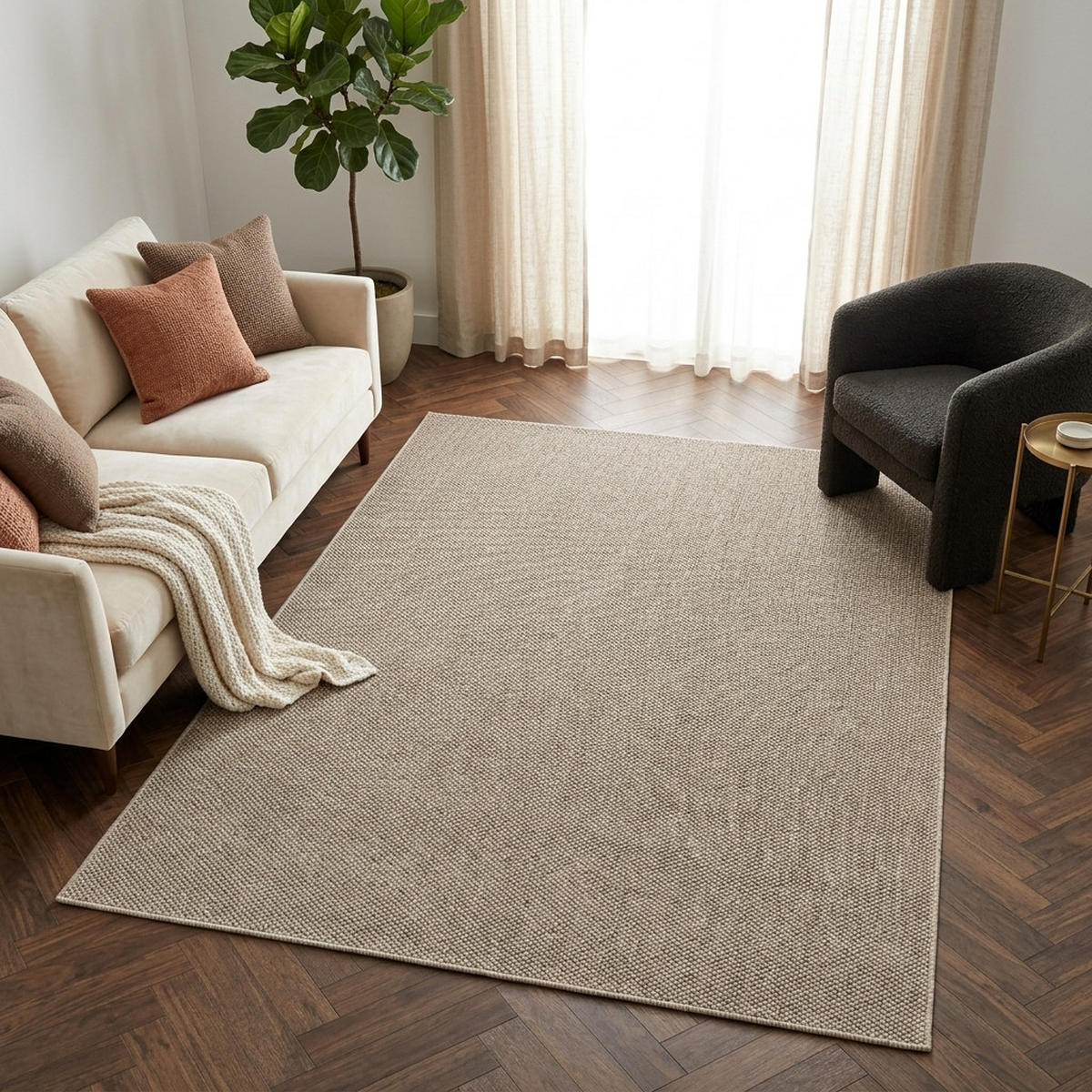 TEPPICH CALMA braun modern 80/150 cm - Braun, Textil (80/150cm) - Tapiso