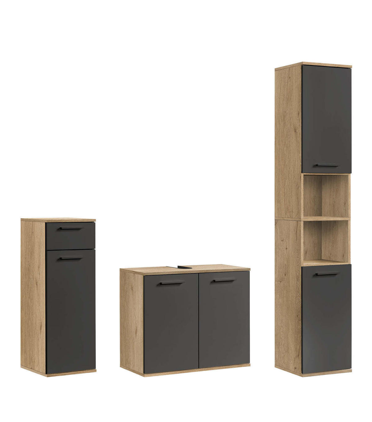 BADMÖBEL-SET 3-teilig Der Steuermann - Anthrazit, Holzwerkstoff (136/180/34cm) - Mokebo