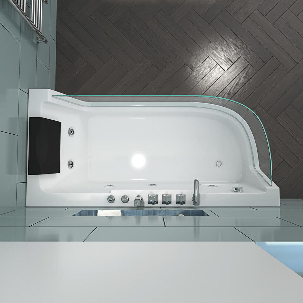WHIRLPOOL CARICA - Links - Weiß, Keramik (170/59/80cm) - Home Deluxe