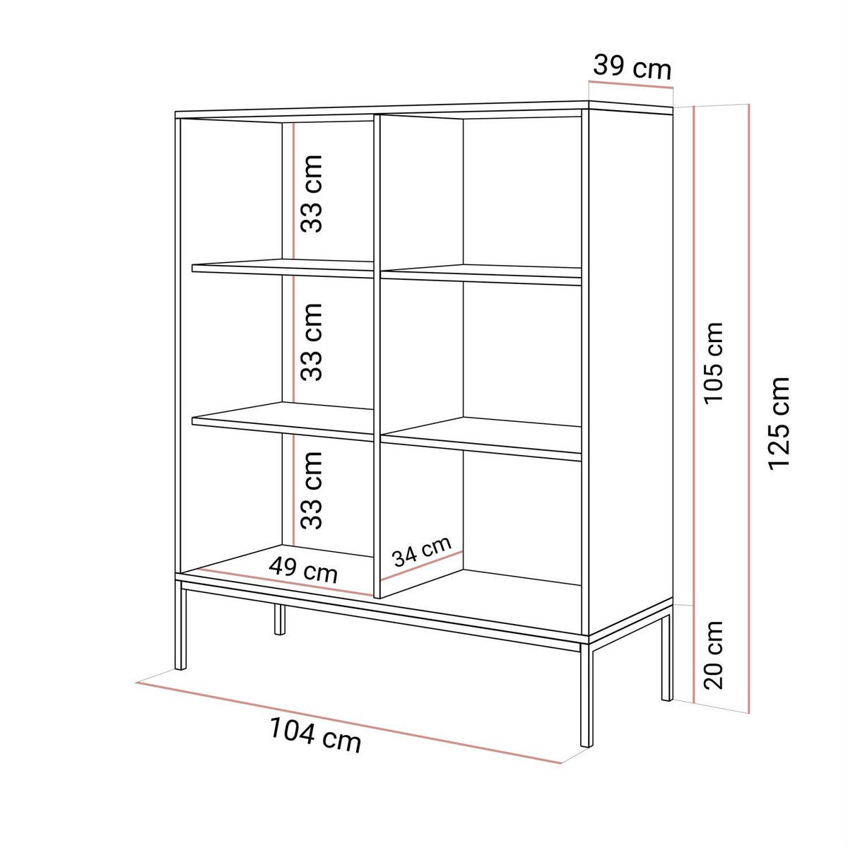 HIGHBOARD CORTADO GOLD K104 ZWEIFLUEGELIG WEISS - Weiß, Holzwerkstoff (104/125/39cm) - Lookway