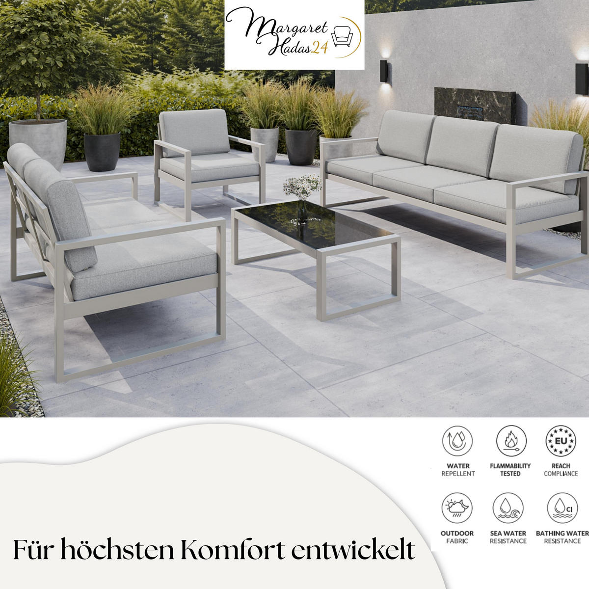 GARTENSESSEL Madera 76x80 cm, kaschmir, hellgrau - Kaschmir/Hellgrau, Kunststoff/Metall (76/86/80cm) - Margaret Hadas24