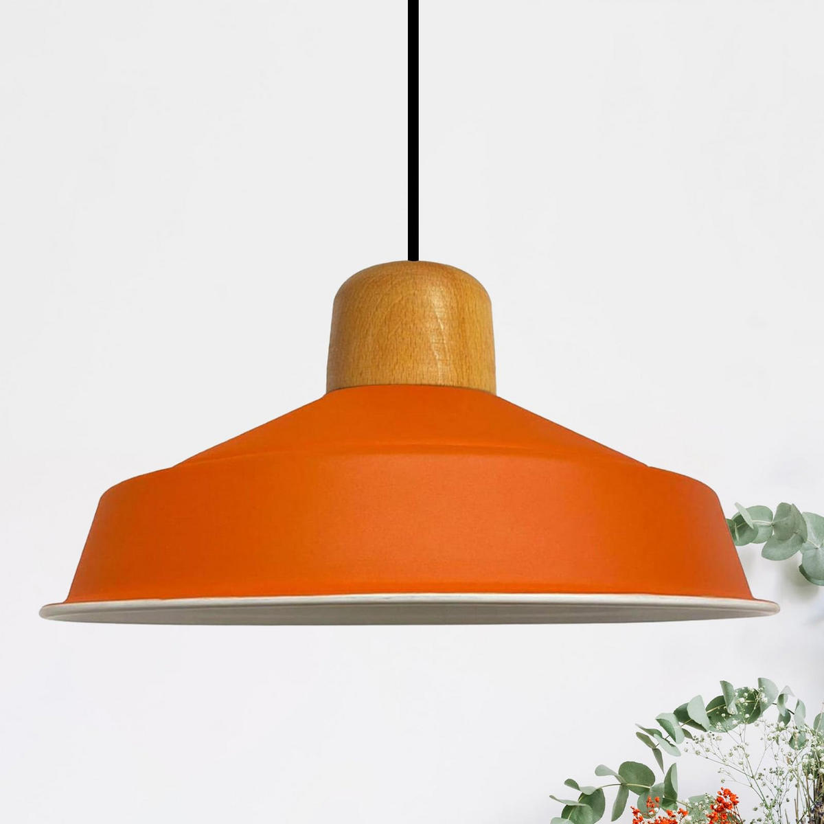 PENDELLEUCHTE Asletl 40/20 cm - Orange, Holz/Metall (40/20cm) - Bamyum