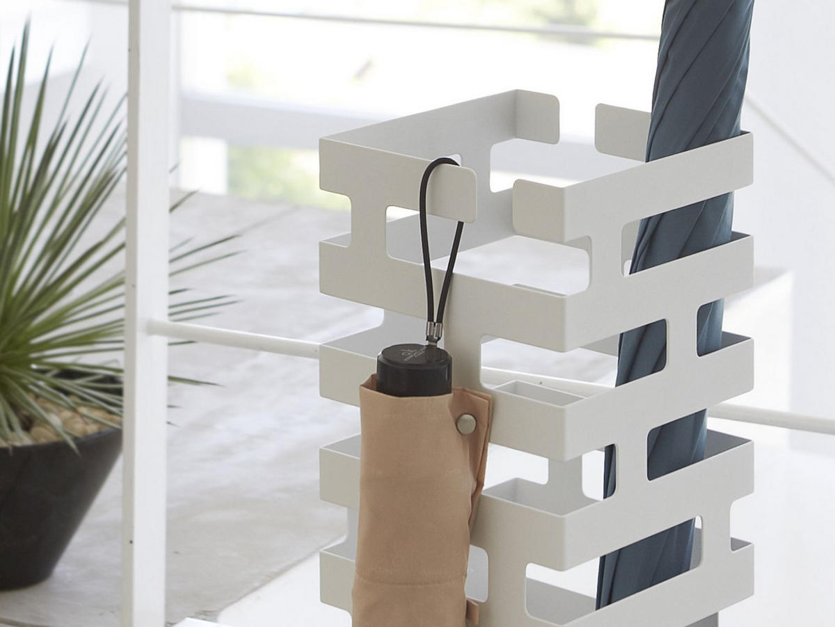 SCHIRMSTÄNDER Brick weiß 15/43/15 cm - Weiß, Metall (15/43/15cm) - Yamazaki