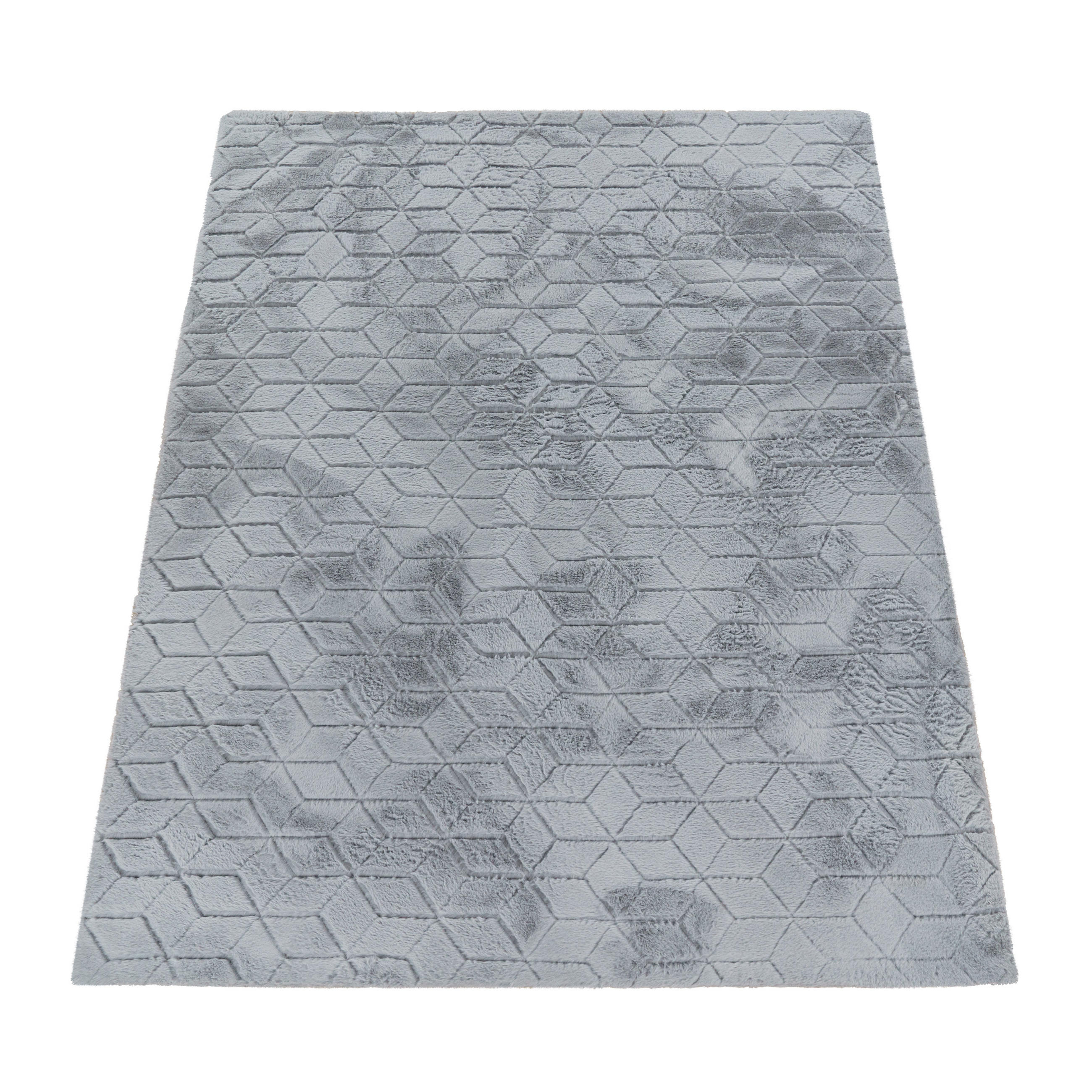 Paco Home Hochflorteppich Grau 60x100 cm