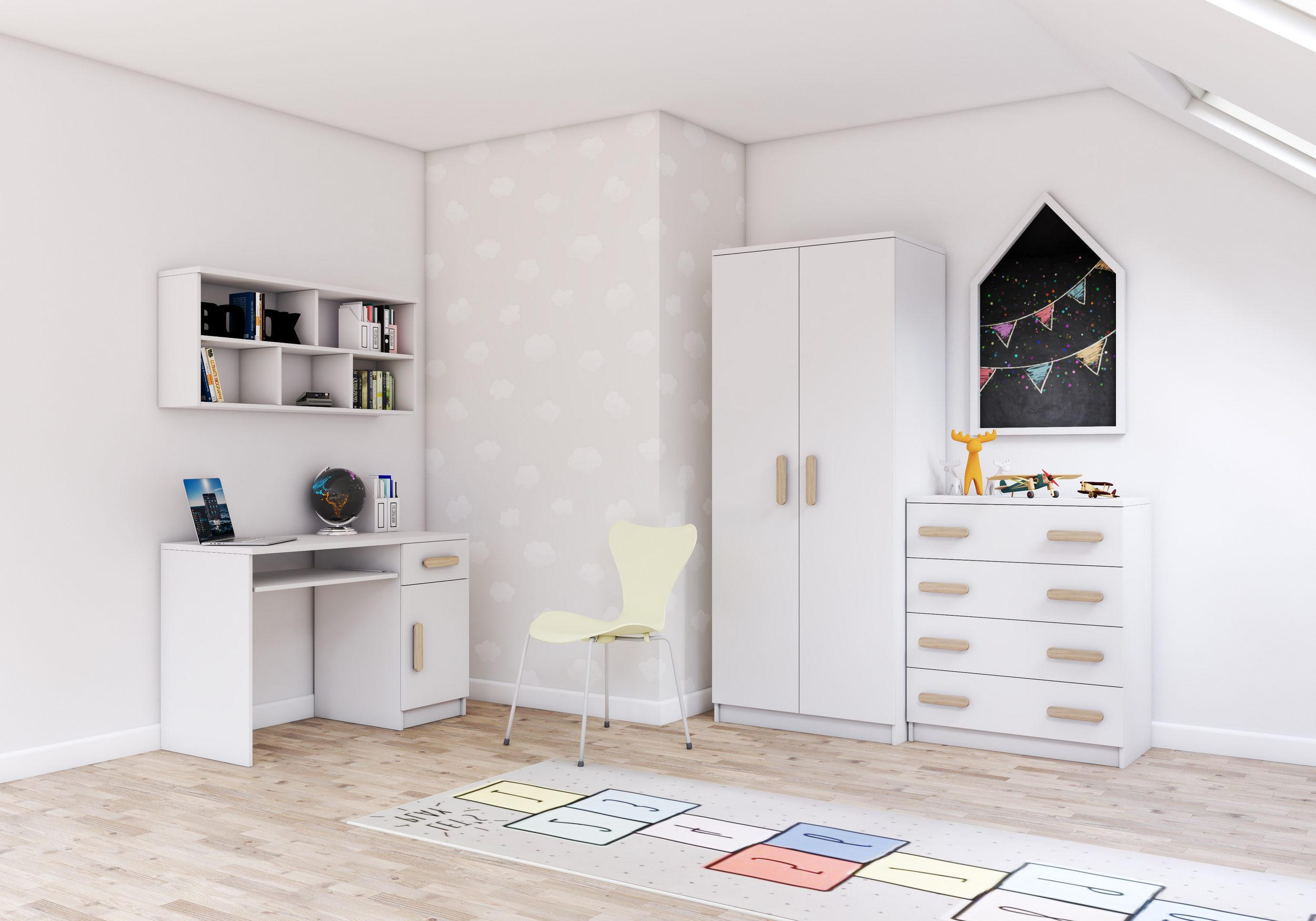 KINDERKLEIDERSCHRANK INGE 06 80/193/50 cm Weiß/Sonoma - Weiß/Sonoma Eiche, Holzwerkstoff (80/192/50cm) - Deine Möbel 24