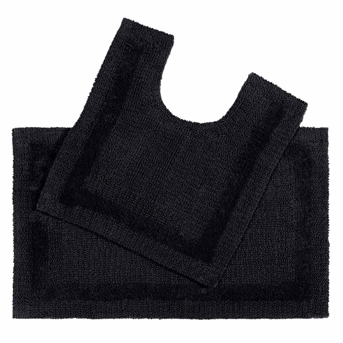BADGARNITUR 2-tlg. Badematte & WC-Vorleger, 100% Baumwolle - Schwarz, Textil (80/50cm) - Homescapes