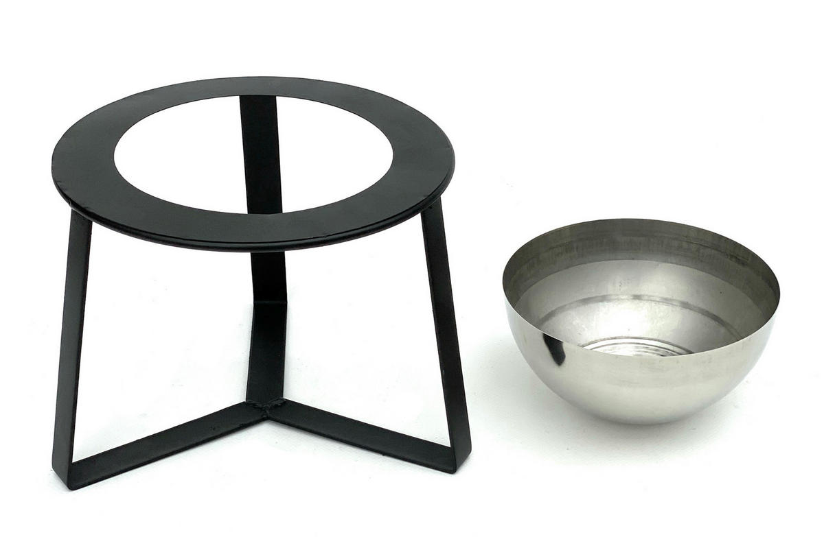 BLUMENHOCKER mit Topf Metall Schwarz/Silber 21/22,5/18 cm - Schwarz, Metall (21/18/22.5cm) - DanDiBo