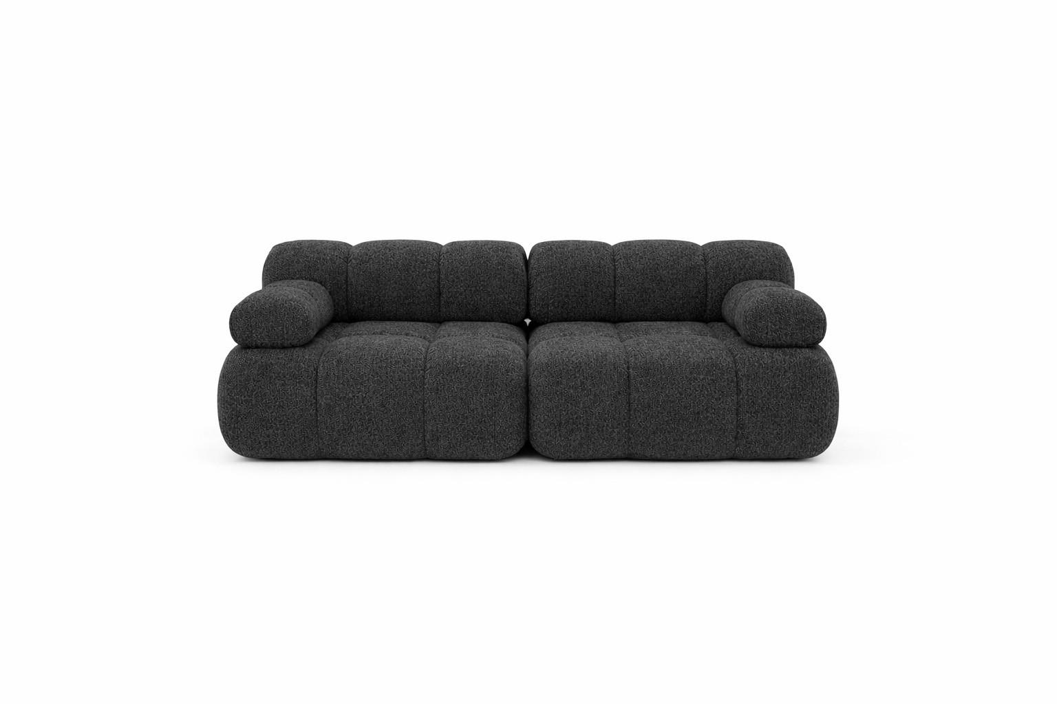 COUCH, 2-Sitzer Modular, Bouclé-Stoff Abriamo, Graphit, Selia - Graphitfarben, Holz (190/70/95cm) - Kaiser Möbel