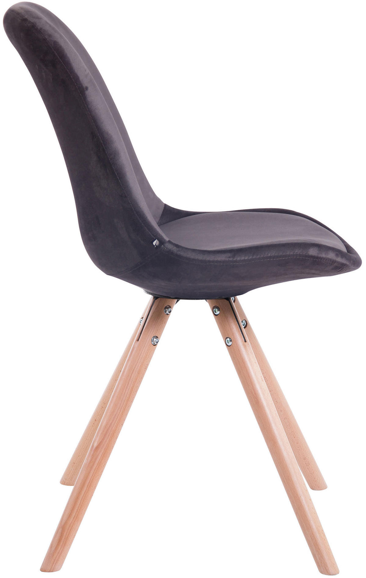 STUHL Samt dunkelgrau - Eukalyptusholzfarben/Dunkelgrau, Holz/Textil (48/84/56cm) - CLP