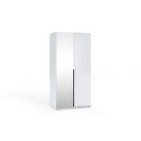 DREHTÜRENSCHRANK THALIA 100/204/58cm 2-türig mit Spiegel Weiß - Weiß, Holzwerkstoff (100/204/58cm) - MASSENO