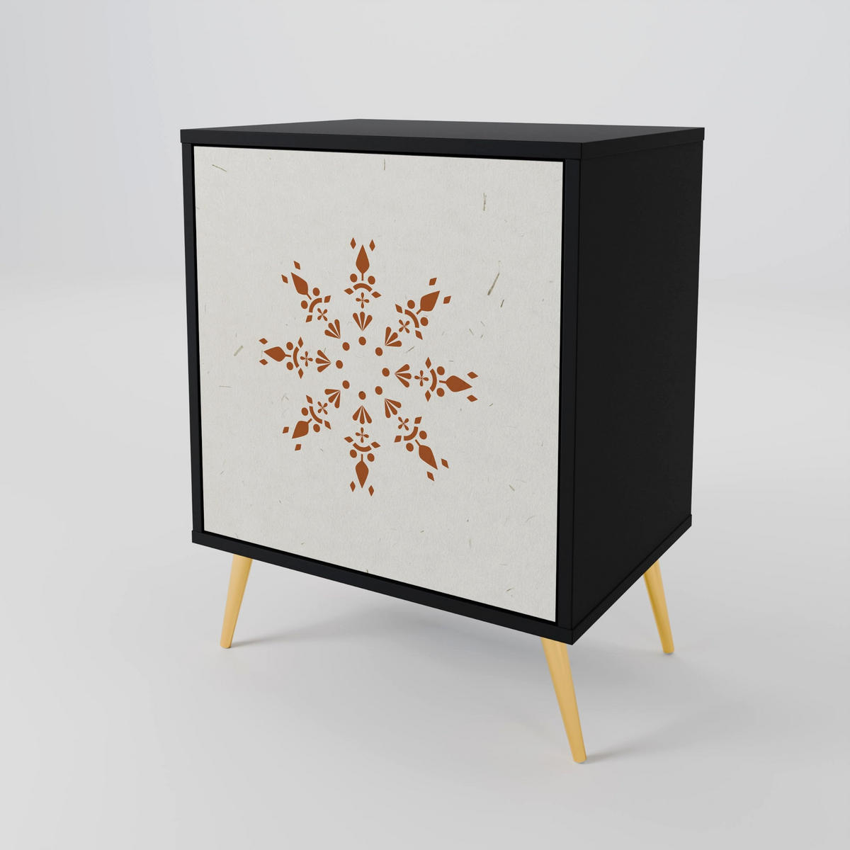 SIDEBOARD DAILY HARMONY, Schwarz, 57,5x42x72,5 cm, Schwarze Metallfüße - Multicolor/Schwarz, Holzwerkstoff/Metall (57.5/72.5/42cm) - SpaceRebels