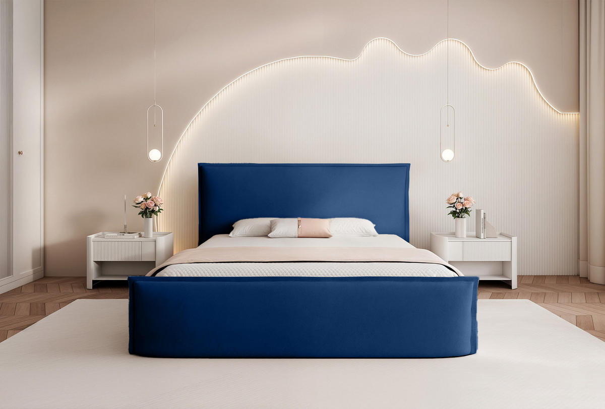 POLSTERBETT ALLBION 120x200 cm, Blau - Blau, Textil (200/120cm) - Fedve