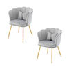 STUHL SET 2-TEILIG Samt Polster Blütenblatt-Rücken Goldfüße & Kissen Grau - Grau, Holz (62/43/54cm) - FLIEKS