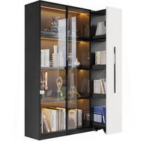 VITRINE 110,5/35/160 cm aus MDF und Glas mit LED-Vitrine und seitlichem Auszug Schwarz/Weiß - Schwarz, Holzwerkstoff (110.5/160/35cm) - Modenvie